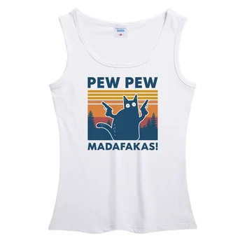2020 módne Pew Pew Madafakas T Shirt Novinka Vtipné Mačku Vintage Posádky Krku pánske bavlna vesta Vtipné ženy Tričko Humor Darček