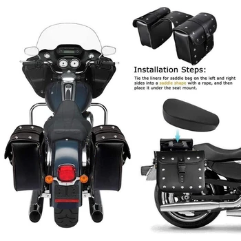 Motocykel Sedlo Tašky, 2 Pack Univerzálny PU Kožené Tašky pre Honda Shadow Suzuki Boulevard Sportster
