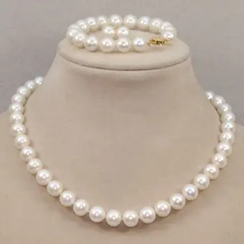 SADA prírodné umelé čerstvej vody pearl 8-9mm biela čierna ružový náhrdelník 18 