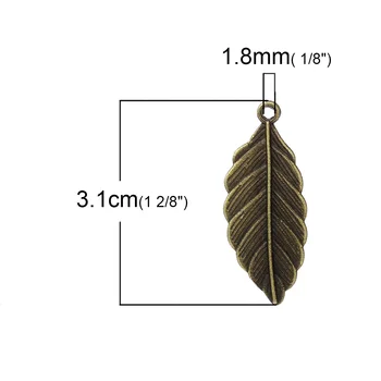 Kúzlo Prívesky Leaf Antické Bronzové 31mm(1 2/8
