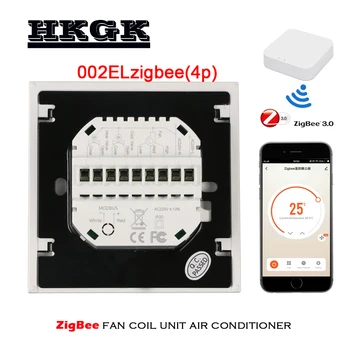 2P4P fan coil Termostat, pripojený k zigbee bránou hub,kontrolu tepla a cool kompatibilný s Tuya APP Remote Alexa Google ovládanie