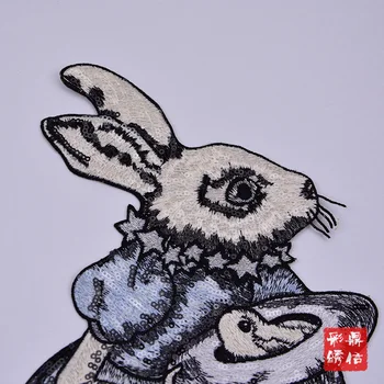 Výšivky sequined králik záplaty pre bundy,cartoon odznaky DIY zvierat appliques DX-20010910