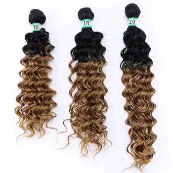 ANGIE Syntetické Hlboké Vlny Kučeravé Vlasy Zväzky 16 18 20 Palcov Zmiešané Dĺžka Dve Tón Ombre Hair Väzbe Pre Ženy