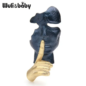 Wuli&baby Blue Gold Tvár Brošne Ženy Muži Zliatiny Tajné Predstavujú Brošňa Darov Kolíkmi