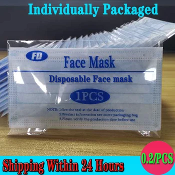 Jednotlivo Balené Masku, Jednorazové Nonwove 3 Vrstvy Vrstva Filter Maska na ústa, Tvár masku bezpečné Priedušná Meltblown Ochranné Masky
