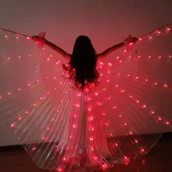 Detské Farebné LED Svetlo Tanec Krídlo Brušného Tanca Výkon Zobraziť Fluorescenčné Motýľ Plášť Bez Batérie Tanec