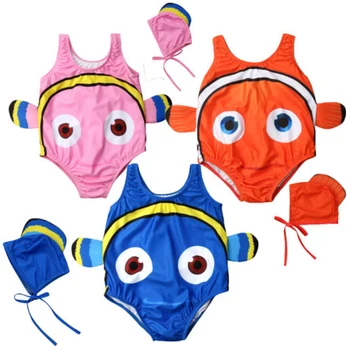 HORÚCE Deti Baby Girl Rybka Plavky Bikiny Batoľa Plavky Kostým+Plávanie Spp Roztomilý 3D animovaný 2ks Oblečenie 1-5T
