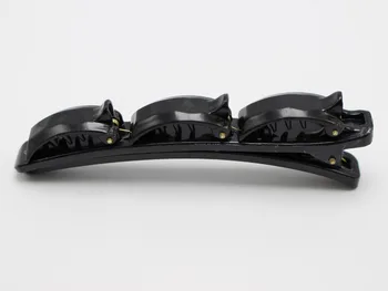 4 Ks Čierne Plastové 3-Riadky Alligator sponky do Vlasov French Twist Stylista 88mm