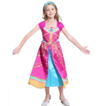 Dievčatá Šaty Aladdin Kostým Jasmine Šaty Ružová Fuchsia Oblečenie Pre Deti, Ženy, jasmine Aladdin je svetlo cosplay Kostým jasmine Parochne