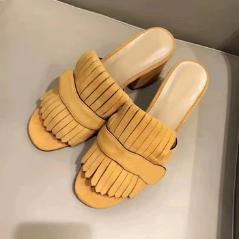 Ollymurs letné sandále kožené dámske topánky na vysokom podpätku platformu otvorené prst papuče vysoko kvalitné topánky značky Tkaných