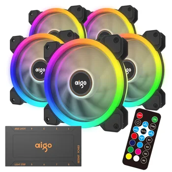 Aigo DR12 3ks Počítači PC Chladiaci Ventilátor RGB Upraviť LED 120mm Tichý + IR Diaľkové Nový počítač Chladič na Chladenie RGB Prípade Ventilátor CPU