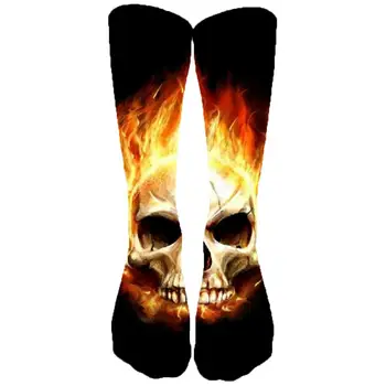 KYKU Značka Skull Ponožky Mužov Punk Osadenie Vytlačené Lebky Ponožka 3d Plameň Ponožky Animal Dámy ponožky Bežné Šťastný streetwear v Pohode