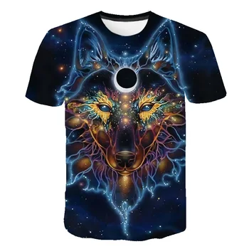 2019 Najnovšie Wolf 3D Tlač Zvierat v Pohode Funny T-Shirt Mužov s Krátkym Rukávom Letné Topy t shirt Mužskej Módy Bežné tričká Muž 6XL