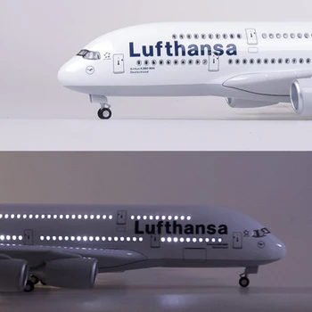 1/160 Lietadlo Airbus Letecká spoločnosť Lufthansa Modelu A380 45.5 CM Model W Svetelné Koleso Diecast Plastové Živice Lietadlo Pre Darčeková Kolekcia