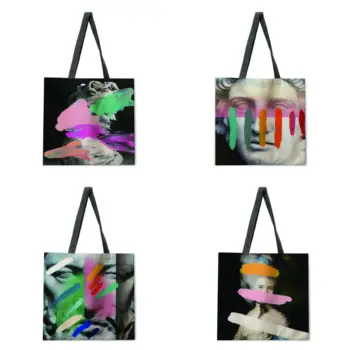 Moderné umenie graffiti dámy tlač tote bag bielizeň taška cez rameno tote bag vonkajšie plážová taška opakovane nákupní taška