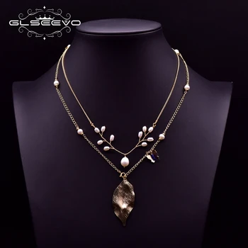 GLSEEVO 2020 Dizajnér Prírodné Perly Vintage Skladaný Náhrdelník Ženy Rastlín Šperky Pre Ženy, Svadobné Dievča Najlepší Priateľ Dary GN0205