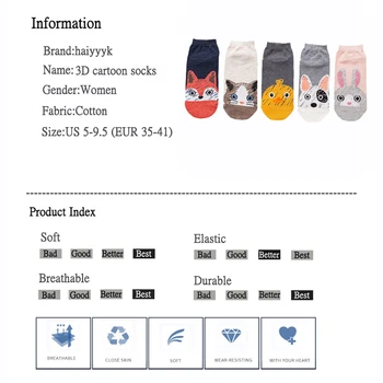 5 Párov/Veľa Nových Krátke Ponožky Ženy Roztomilý 3D animovaný Zviera Tlače dámske Bavlnené Ponožky Neviditeľné Ponožky
