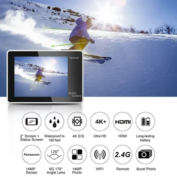 EKEN H6s 4K Ultra HD 14MP EIS akčné kamery s diaľkovým A12 čip 30 m vodotesný Panasonic akčné kamery, snímača
