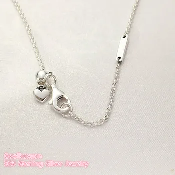 2019 Valentína Originálne 925 Sterling Silver Asymetrický Srdce Lásky Náhrdelník, Jasné, CZ Pre Ženy Šperky