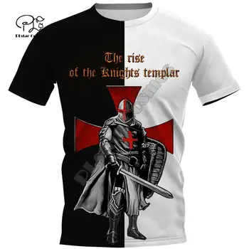 Mens ženy Rytieri Templar Vlk t shirt Lete 3d tričká Bojovník tlače čierna biela červená tees bežné krátky rukáv topy outwear