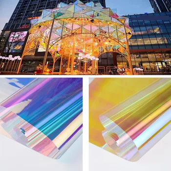 HOHOFILM 45cmx200cm Rainbow okno film Dekoratívne Dichromic Dúhové sklo Nálepky domova Samolepiace 2 farby