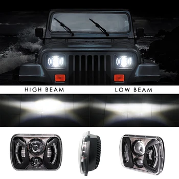 7X6 75W Auto LED Svetlomety 6000K 8000LM Beží Svetlo Hi-Lo Lúč Na Jeep Wrangler YJ Cherokee XJ H5054 H6054LL 6052 6053
