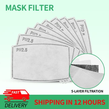 10-200PCS PM2.5 Maska Filtračný Papier 5Ply Proti Prachu Úst Tvár Masku Uhlíka Bavlna Jednorazové Ochranný Filter Pre Dospelých, Deti, Dieťa,