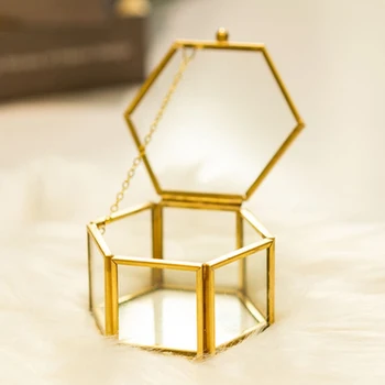 Geometrické Číre Sklo Šperky Box Ženy Šperky Skladovanie Prípade Držiak na Stôl pre Krúžok Náhrdelníky Náušnice, Náramok Zobraziť