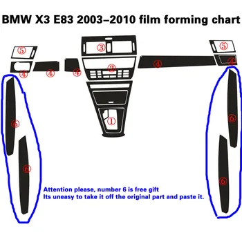 Pre BMW X3 E83 2003-2010 Interiéru Centrálny Ovládací Panel Dverí Rukoväť 3D/5D Uhlíkových Vlákien Nálepky, Nálepky Auto styling Accessorie