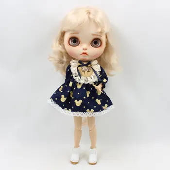 Oblečenie pre Blyth bábika Blue&Brown Mickey Roztomilý šaty a jednoduché obliekanie oblek pre 1/6 BJD ĽADOVÉ je vhodný pre 30 cm bábiku
