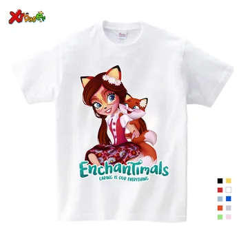 Deti Kreslené tričká pre dievčatá Enchantimals T Shirt Dievčatá/Chlapci Vtipné Detské Oblečenie Deti Letné Tričko Deti, Oblečenie pre Deti Top