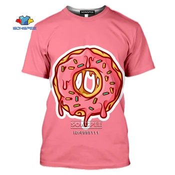 SONSPEE pánske T-shirt 3D Vytlačené Šišku Potravín Sladké Dunkin Cookies Letné Tričko Krátky Rukáv Bežné Harajuku Tričko Fitness Handričkou