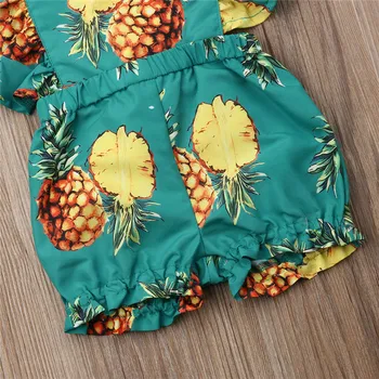 Letné Novorodenca Baby Girl Šaty, Krásne Prehrabať Ananás Tlač Romper hlavový most Jumpsuit Oblek Sunsuit Set 2KS