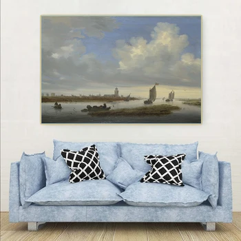 Citon Jacob van Ruisdael《Pohľad Deventer vidieť zo Severu》Plátno Umenie olejomaľba Umenie Obrázok na Stenu Dekor Domáce Dekorácie