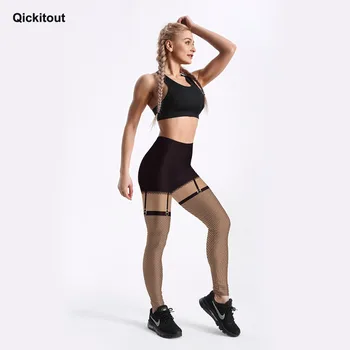 Qickitout Digitálne 3D Štýl Legíny Pre Ženy Black Odnímateľný Oka Nohavice Vytlačené Legíny Slim Fitness Cvičenie Bežné Nohavice