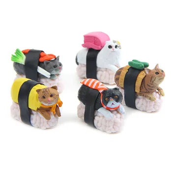 5 ks Potravín Série Japonsko Sushi Mačka Akčné Figúrky Micro Domova Bábika z PVC Miniatúrne Sošky Pre Deti