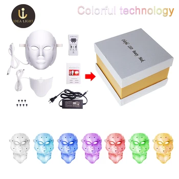 7 Farby Elektrické Led Pleťová Maska Na Tvár Masku Stroj Svetelná Terapia Akné, Maska Na Krku Krásy Led Maska Fotón Led Terapia