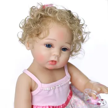 Reborn bábiky batoľa 47 cm, mäkké silikónové reborn bábiky baby soft realisticky Hnedé Blond Vlasy prekvapenie dievča Oblečenie, darčeky