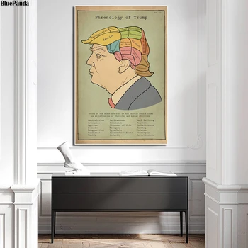 Phrenology Z Trump Plátno, Vytlačí Kreslený Obrázok Modulárny Obrazy Pre Obývacia Izba Plagát Na Stenu Domova