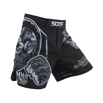 SOTF MMA Black Geometrie Boj Soft Shell Tlač List Tiger Muay Thai Kickbox Boxing Oblečenie Muaythai Šortky mma Sanda