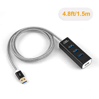 USB 3.0 Hub, CableCreation 4-Port USB 3.0 Hliníkové Údaje Hub so 4,8 FT Odolné Pletená Predlžovací Kábel