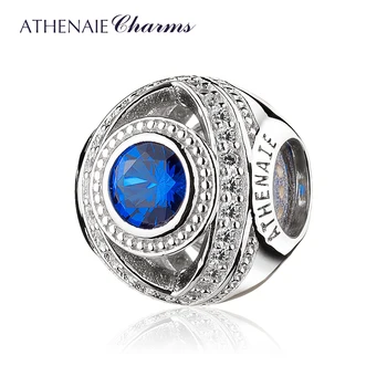 ATHENAIE 925 Sterling Silver bedlivého Modrá Jasné, CZ Perličiek Charms Fit Európske Ženy Náramky Vianočný Darček Šperky