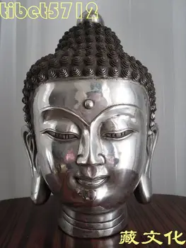 Dekorácie Mosadz Zriedkavé Zbierať z Tibetskej Budhistickej bronz ŠÁKJAMUNI buddha socha hlavu 20 cm 2,5 KG ools svadbu