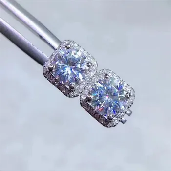 Obchod Kolo Moissanite Znížiť Celkový Diamond Test Prešiel Moissanite Strieborné Náušnice Šperky Priateľku, Darček
