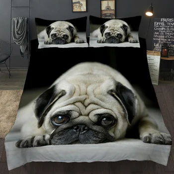 3D Psa posteľná bielizeň Sady Perinu Set Roztomilé Šteňa, Kráľovná, Kráľ Veľkosť Obliečky na Vankúš Posteľná Bielizeň