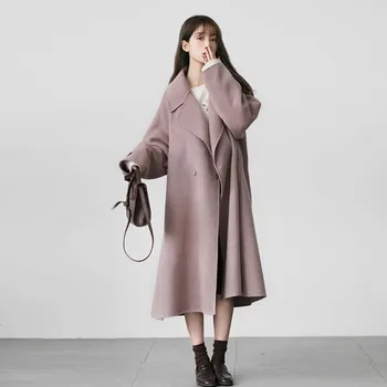 Ženy Elegantné Dlhé Vlny Náter Farbou Dlhý Rukáv Elegantné Vrchné Oblečenie Dámske Voľné Kabát Na Jeseň Zima 2020 Výkopu Coats