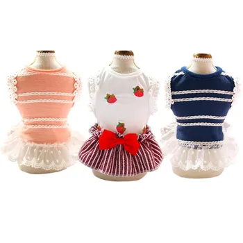 Čisté Bavlnené Tričko Mini Sukne Čipky Princezná Šaty pre Psov Lete Psa Oblečenie pre Malých Psov a Mačky Puppy Shih Tzu Kostým