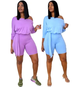 2020 Lete Ženy Playsuit Jumpsuit Solid-Farba Sexy Čipkou Kravatu Krátke Nohavice Európskych a Amerických Remienky Kombinézu