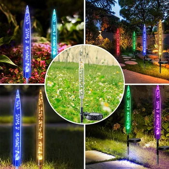 2 ks Záhradné Solárne Svetlo Vonkajšie Bublina Trubice Stick Svetlá Slnečnej Akryl RGB Multi Farby Vodotesný LED Svetlá Dekor Nové