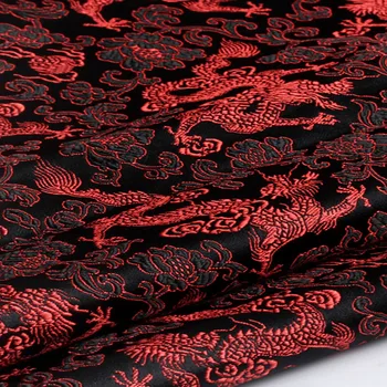 Tranditonal Black Red Dragon Brocade Textílie 50x72cm Žakárové Oblečenie Kostým patchwork tkaniny Čalúnenie Nábytku Materil Curt
